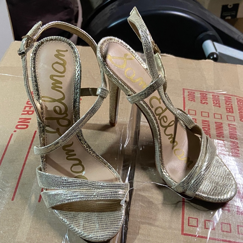 Sam Edelman Shimmering Gold Strappy Heels